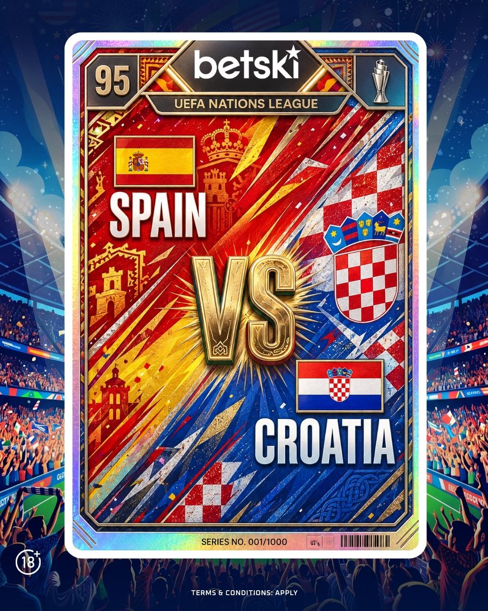 Betski's tweet photo. 🏆 41 games unbeaten. One more to make it 42.
 🇪🇸  Spain vs Croatia 
👀 Does the streak survive another night?
❤️ Like + share to enter
🎁 3 winners get a $25 Freebet
👇 Drop your pick before tomorrow kickoff https://t.co/QgV9IRKiqR
