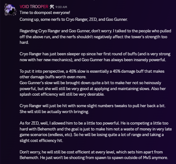 tdx_leaks's tweet photo. Mostly nerfs, but Z.E.D will be hit hardest https://t.co/1CxWePZPM7