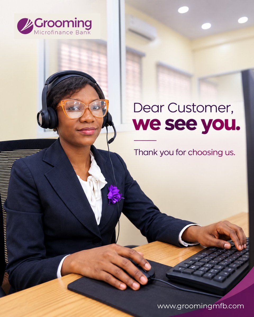 GroomingMfb's tweet photo. Happy Customer Service Week from everyone at Grooming Microfinance Bank.

#Customerserviceweek #Groomingmfb #Customerservice https://t.co/Gay1R4wNss