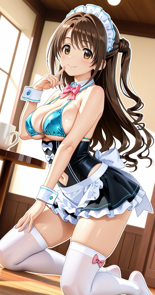 vircraft's tweet photo. お昼だ！ごはんだ！メイドアイドルさんだ！✨

島村卯月 / Uzuki Shimamura / アイドルマスターシンデレラガールズ
SFW anime-style AI fanart. https://t.co/YFMpfM0gtM