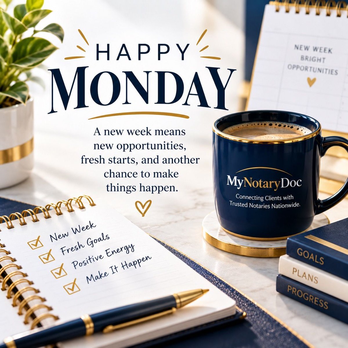 mynotarydoc's tweet photo. Happy Monday! ππ Hereβs to fresh goals, positive energy, and making good things happen this week. β¨
#HappyMonday #MondayMotivation #NewWeek #MyNotaryDoc https://t.co/mooX4X01ow