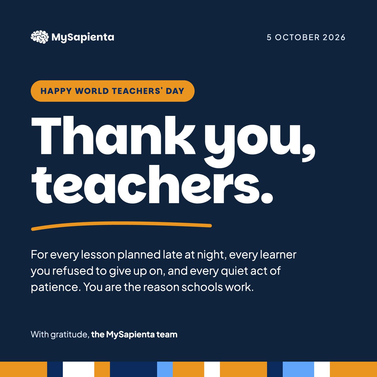 mysapienta's tweet photo. Happy World Teachers’ Day. 💙
 #MySapienta https://t.co/yK2XrMxZ8L