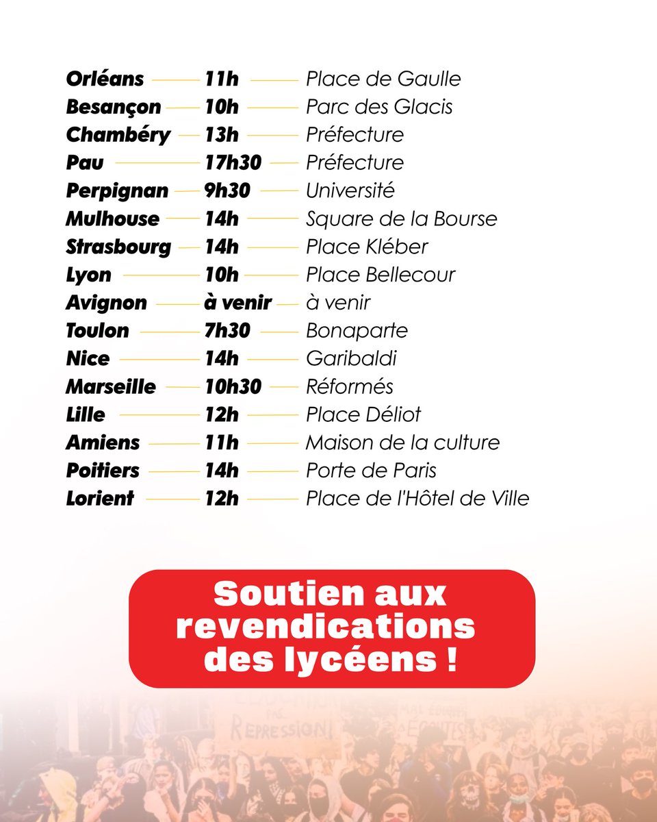 ManonAubryFr's tweet photo. ✊Demain, 06 octobre, nous serons tous mobilisés en soutien des revendications des lycéens ! 

Retrouvez ici l’heure et le lieu de la manifestation près de chez vous ! https://t.co/fGSZQHYAqI