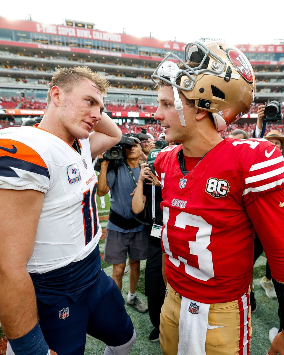 OurSf49ers's tweet photo. Brock Purdy is the ONLY QB this season that did NOT turn the ball over against The Broncos:

That list includes Patrick Mahomes, Matt Stafford, and Trevor Lawrence. 

MVP 👑 https://t.co/H6yoT5MFHP
