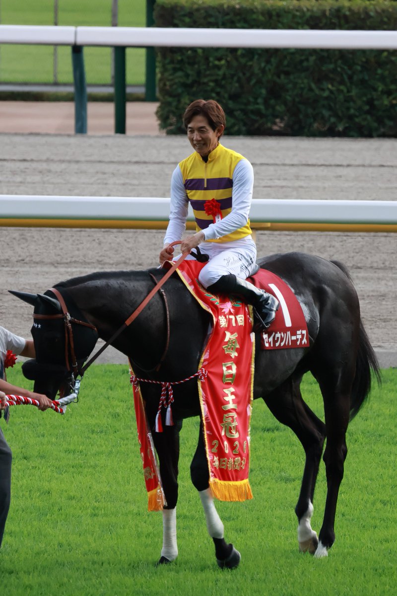 SK__Stables's tweet photo. 西山オーナーおかえりなさい！

#毎日王冠 #セイウンハーデス #幸英明 #西山茂行 https://t.co/IsDDtHmAkl