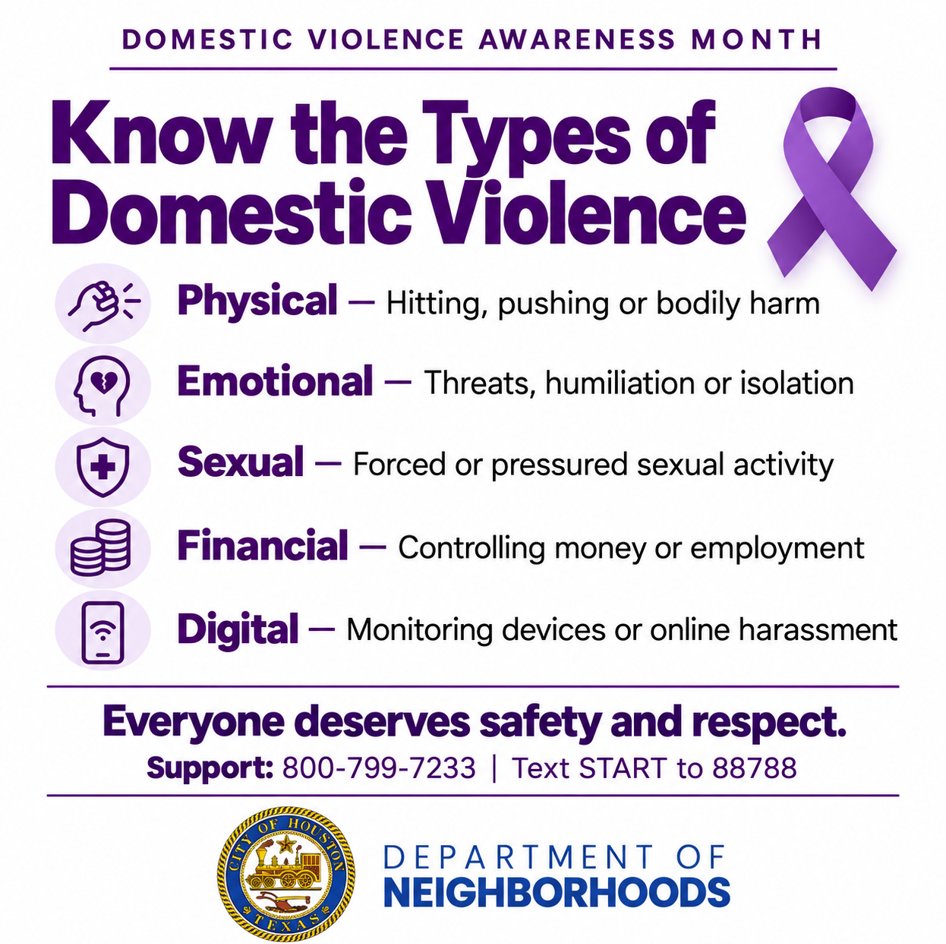 NeighborHOU's tweet photo. Domestic violence takes many forms. Everyone deserves safety and respect. Support is available: call 800-799-7233, text START to 88788 or visit https://t.co/4Eou3yK1Bi. In immediate danger? Call 911. https://t.co/NGg3cjGmGB