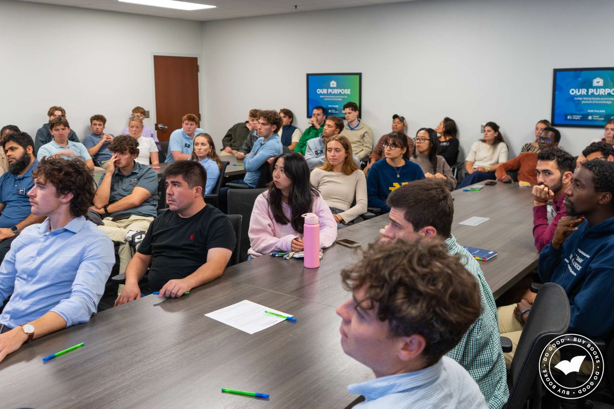 BWBooks's tweet photo. Big thanks to the University of Notre Dame ESTEEM students who stopped by our warehouse last month!

It's not every day we get to show off our stacks to future leaders, and this crew brought genuine curiosity and sharp questions. Best wishes on the incredible journey ahead—the world needs more leaders like you! 💙💚

#ReadForGood #WarehouseTour #FutureLeaders #BuyBooksDoGood #LiteracyMatters