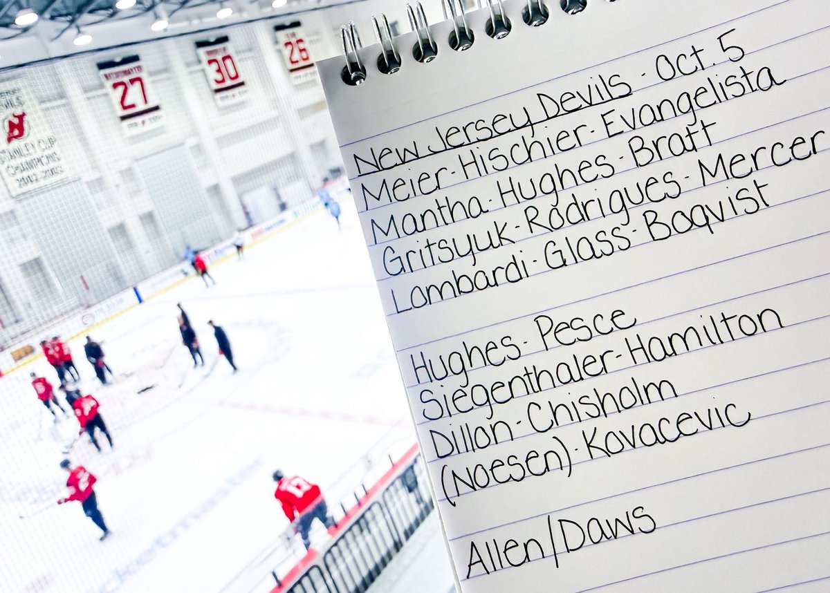 amandacstein's tweet photo. Here’s a look at today’s #NJDevils lines and pairings, with the only change being Boqvist in for Noesen. https://t.co/ut9qeY8go9