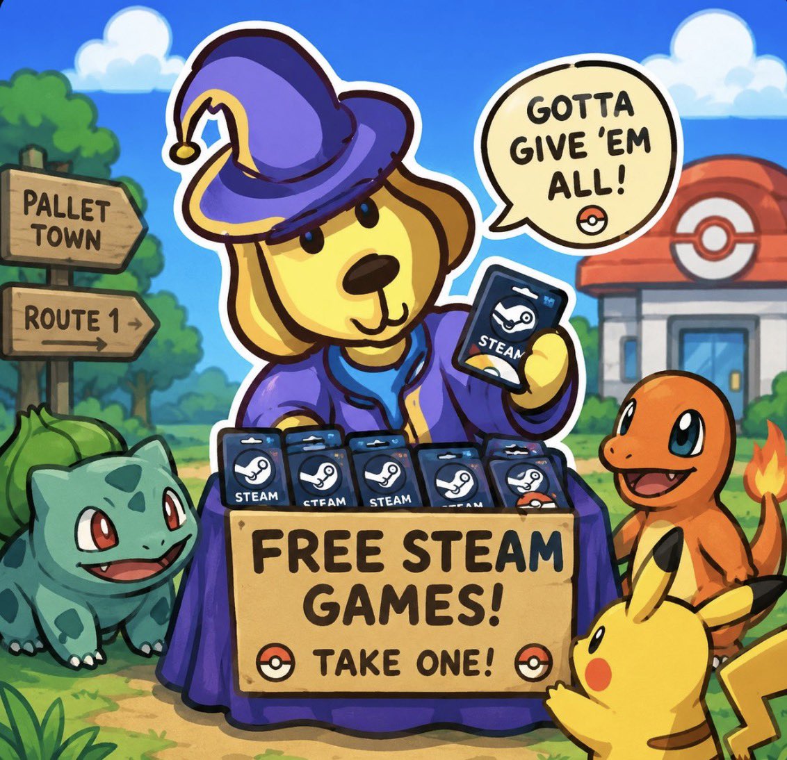 amagicmantv's tweet photo. Giving 2x Steam Games to 2x followers that comment their favorite Pokemon 💬

Ends in 180 minutes 🪄 https://t.co/hwZp4jG9X6