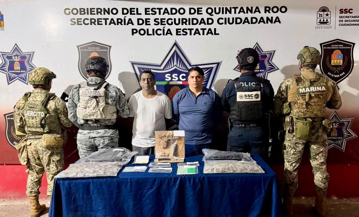MPguatemala's tweet photo. El Ministerio Público, en coordinación con el Centro Antipandillas Transnacionales (CAT) de la Policía Nacional Civil y autoridades mexicanas, llevó a cabo la detención de Rudy. O, alias “Smoking”, y Esvin. H, alias “Liro Spyder”, integrantes de la pandilla Barrio 18 y fugados de Fraijanes II.

Fueron localizados y capturados en el municipio de Benito Juárez, Quintana Roo, México. Al momento de la detención se les habría incautado en flagrancia presunta marihuana, armas de fuego y municiones.

Los detenidos contaban con notificación roja de INTERPOL por su fuga de un centro carcelario ocurrida el 12 de octubre de 2025. Las autoridades continúan con las diligencias necesarias para determinar las responsabilidades legales y coordinar los procedimientos de extradición o entrega que correspondan conforme a la ley.

El Ministerio Público reafirma que la fuga no garantiza la impunidad. Gracias a la cooperación nacional e internacional, quienes intenten evadir la justicia serán localizados y puestos a disposición de los Juzgados correspondientes. Invitamos a la ciudadanía a seguir denunciando de forma segura y confidencial cualquier información que contribuya a la captura de prófugos y de la comisión de cualquier delito.