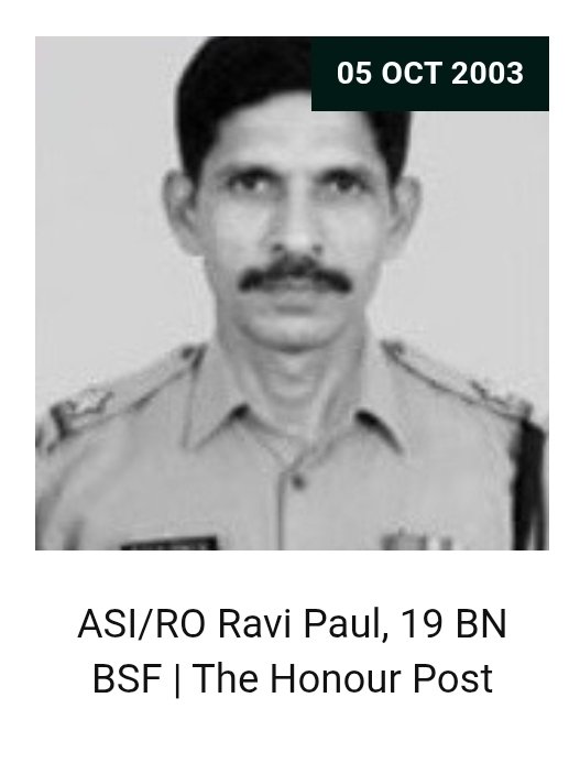 Thehonourpost's tweet photo. 🇮🇳 5 October | We remember the Bravehearts of the @BSF_India who made the supreme sacrifice in the line of duty on 5 October. 🇮🇳

1. Assistant Sub Inspector/Radio Operator Ravi Paul | 19 Battalion BSF | 5 October 2003.

2. Inspector Kapil Deo Singh | 88 Battalion BSF | 5 October 2025.

3. Constable S. Bisaladinni | 34 Battalion BSF | 5 October 2000.

4. Constable Bhopal Singh | 141 Battalion BSF | 5 October 1991.

5. Constable Subhash Chander | 110 Battalion BSF | 5 October 1991.

For detailed profiles, visit: https://t.co/uWIWb5wlTV