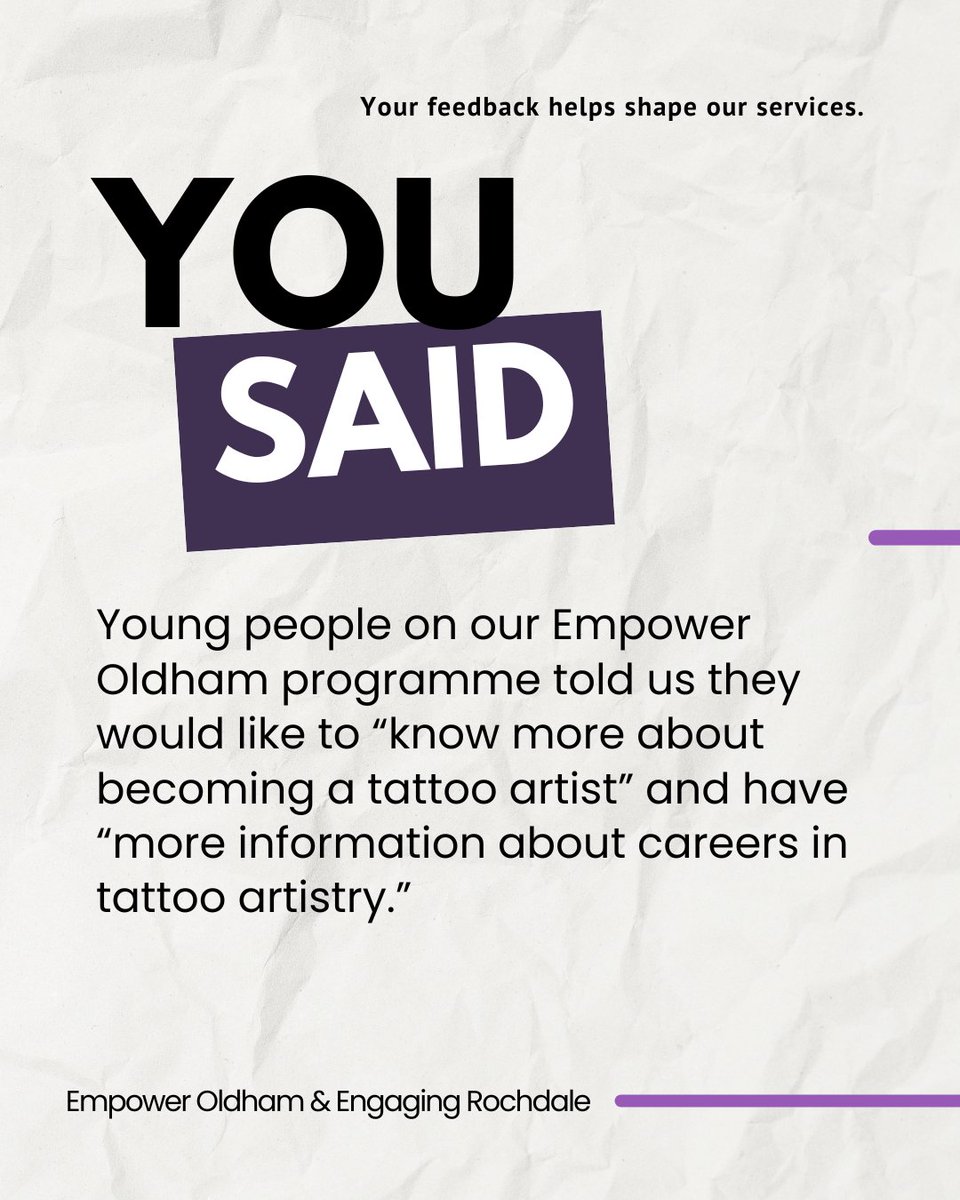PositiveSteps's tweet photo. Young people’s ideas and interests are helping us create opportunities that are meaningful to them. 💜 Listening to what they want to explore means we can connect them with new experiences that support their goals and future aspirations. ✨

#YouSaidWeDid https://t.co/2Rx3FFDXcd