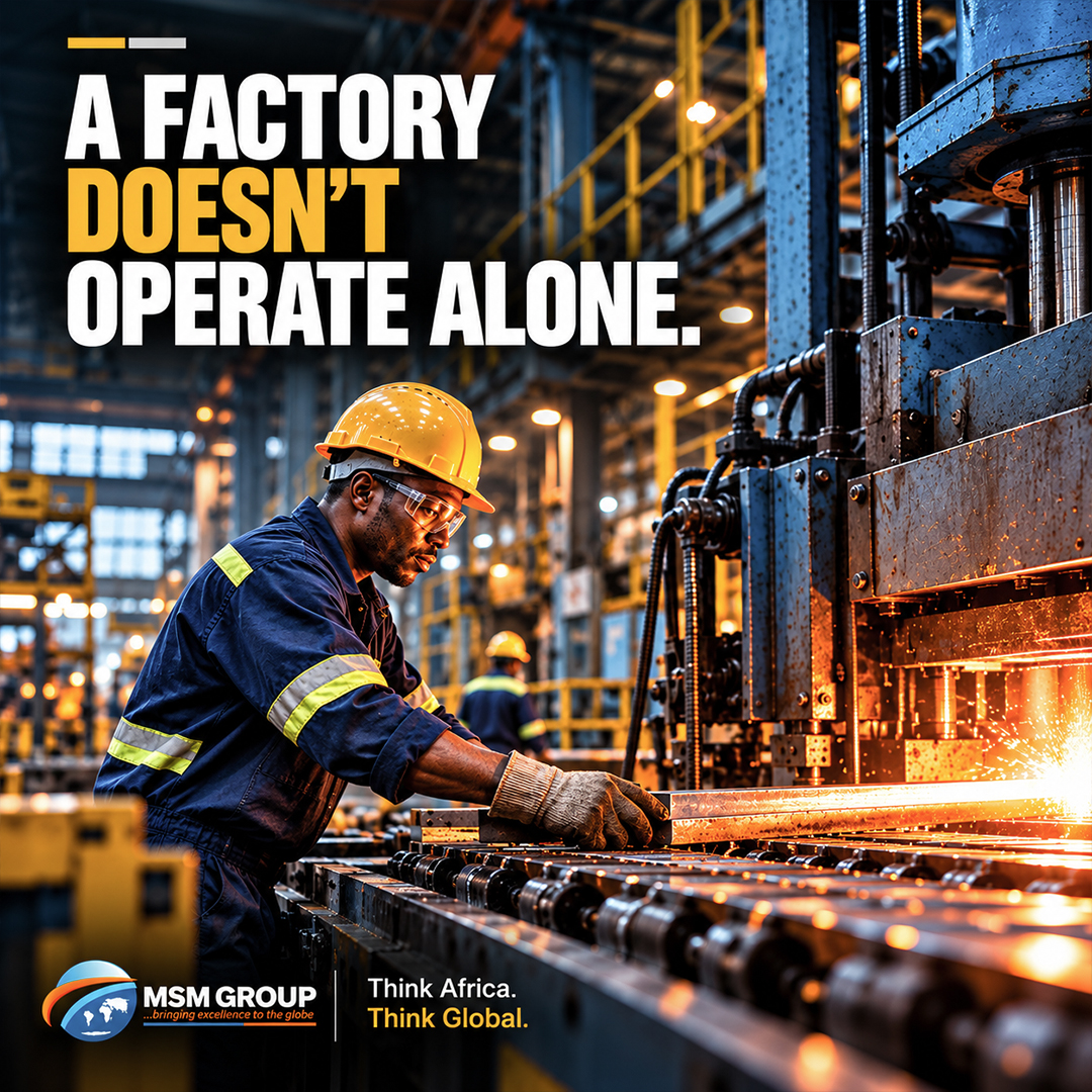 _msmgroup's tweet photo. A factory doesn't operate alone. Neither does an economy.
Energy → production → transport → market. When one link struggles, the others feel it.
Industrial growth is about strengthening the connections between sectors.
#MSMGroup #AfricanIndustry #ValueChains https://t.co/BU7ZYyXlkm