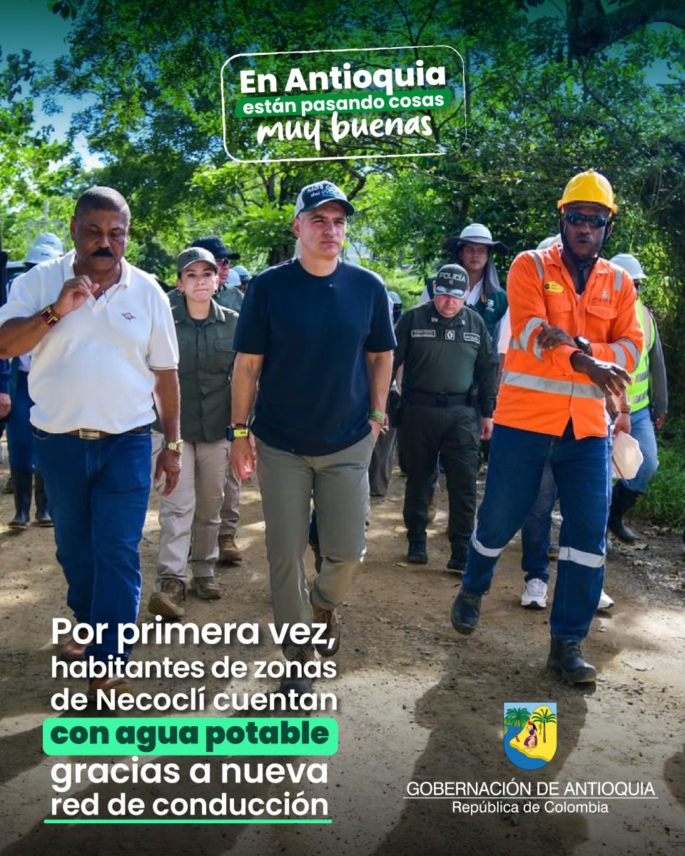GobAntioquia's tweet photo. Más de 20 mil habitantes de la zona urbana de Necoclí se verán beneficiados con esta obra que hace parte del Plan Departamental de Agua, y que representa un sueño cumplido para muchas de comunidades que, por primera vez, tienen acceso al servicio de agua potable por medio del sistema de acueducto.

✅Más cobertura
✅Mejor presión del agua
✅Mejor prestación del servicio

¡En Antioquia están pasando cosas muy buenas!