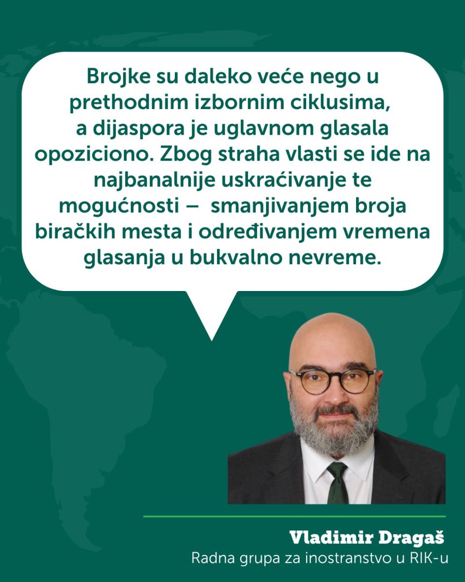 nedavimobgd's tweet photo. Više od 100.000 građana i građanki Srbije je do sada dobilo rešenje za glasanje u inostranstvu!

Ipak, Ministarstvo spoljnih poslova nije otvorilo dovoljan broj biračkih mesta, što znači da postoji opasnost da najmanje 20.000 birača može ostati bez mogućnosti da glasa.

Iako se sprovodi sistemska opstrukcija biračkog prava, dijaspora nije odustala! ✊🏼🌎