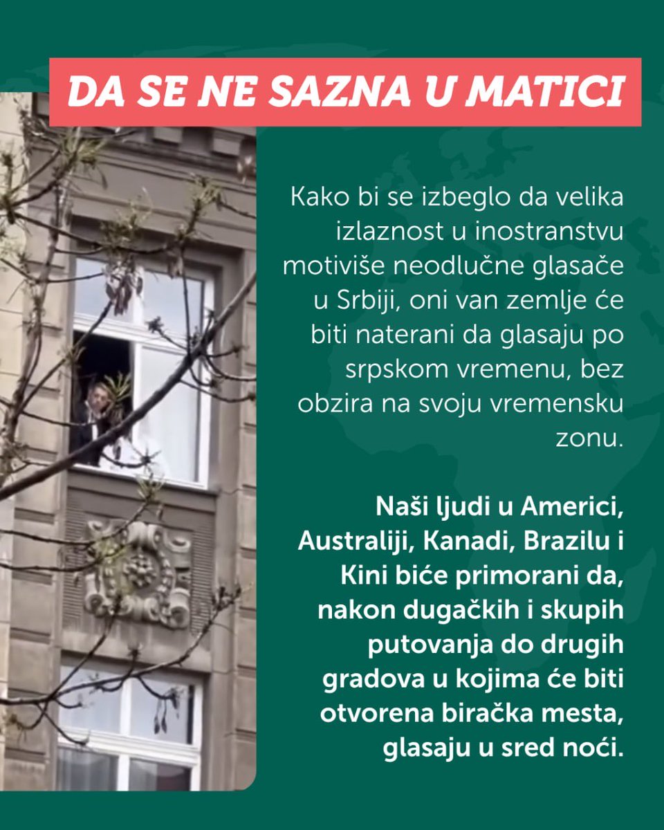 nedavimobgd's tweet photo. Više od 100.000 građana i građanki Srbije je do sada dobilo rešenje za glasanje u inostranstvu!

Ipak, Ministarstvo spoljnih poslova nije otvorilo dovoljan broj biračkih mesta, što znači da postoji opasnost da najmanje 20.000 birača može ostati bez mogućnosti da glasa.

Iako se sprovodi sistemska opstrukcija biračkog prava, dijaspora nije odustala! ✊🏼🌎