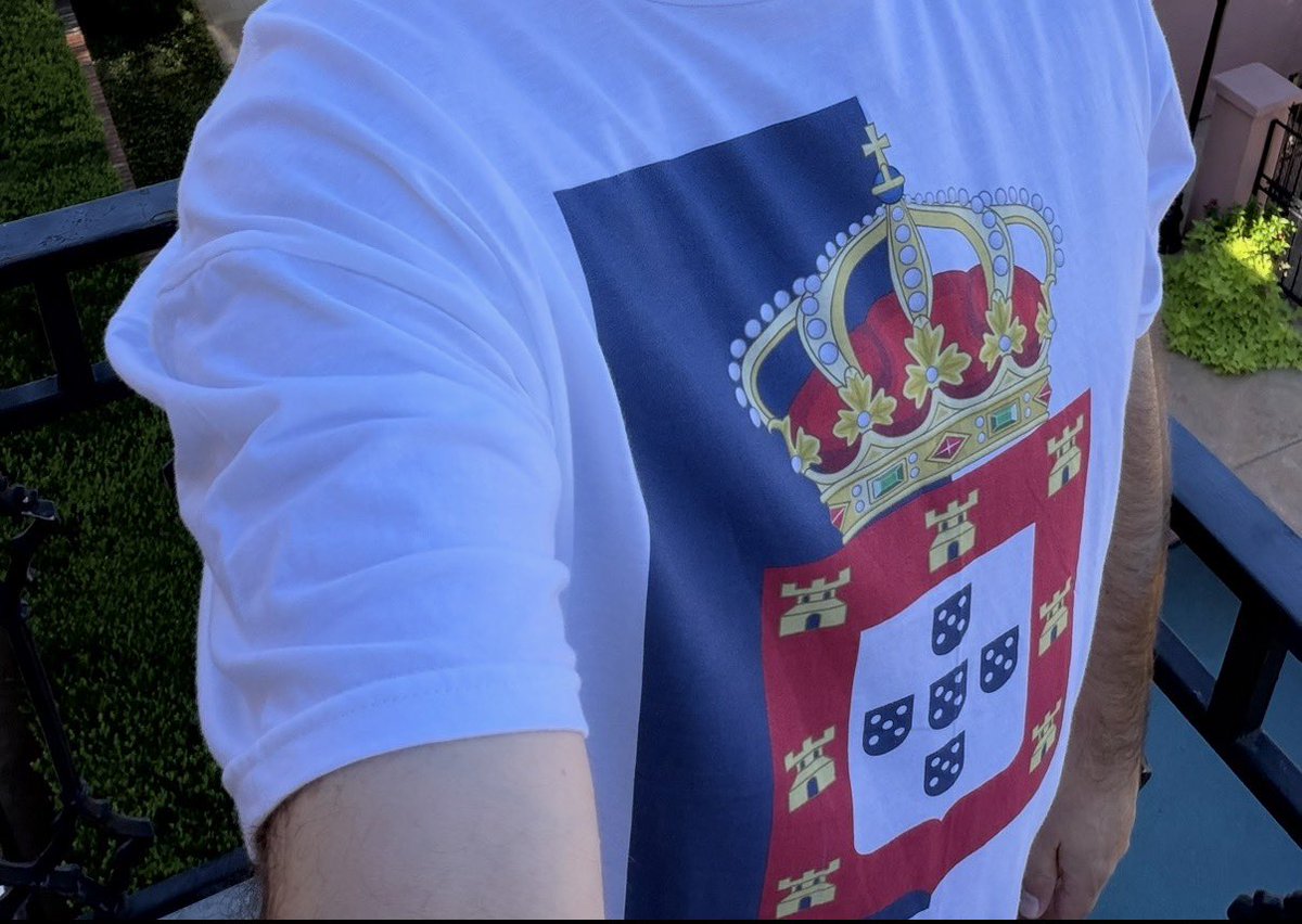 9Kings1910Alt's tweet photo. New Kingdom of Portugal shirt. 👑 

I will never accept the Portuguese Republic. 116 years of that abomination is 116 years too many! 🟦⬜️ https://t.co/QEJGoL2yp2