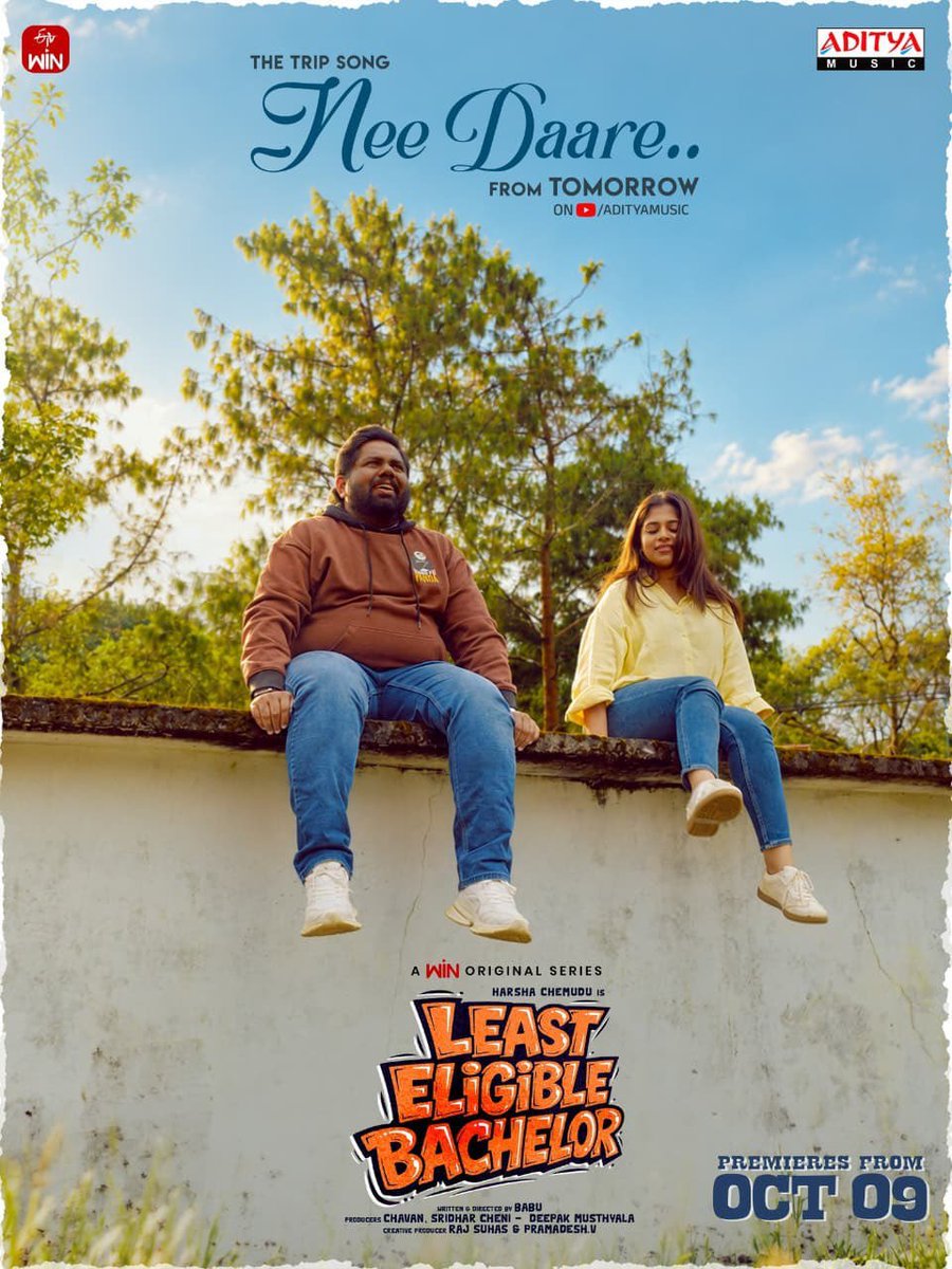 TadepalliA96733's tweet photo. Trip Song #NeeDaare from #LeastEligibleBachelor is releasing tomorrow on @adityamusic.
A WIN Original Series
Premieres October 9th, only on @etvwin. https://t.co/IpNGgL3xW7