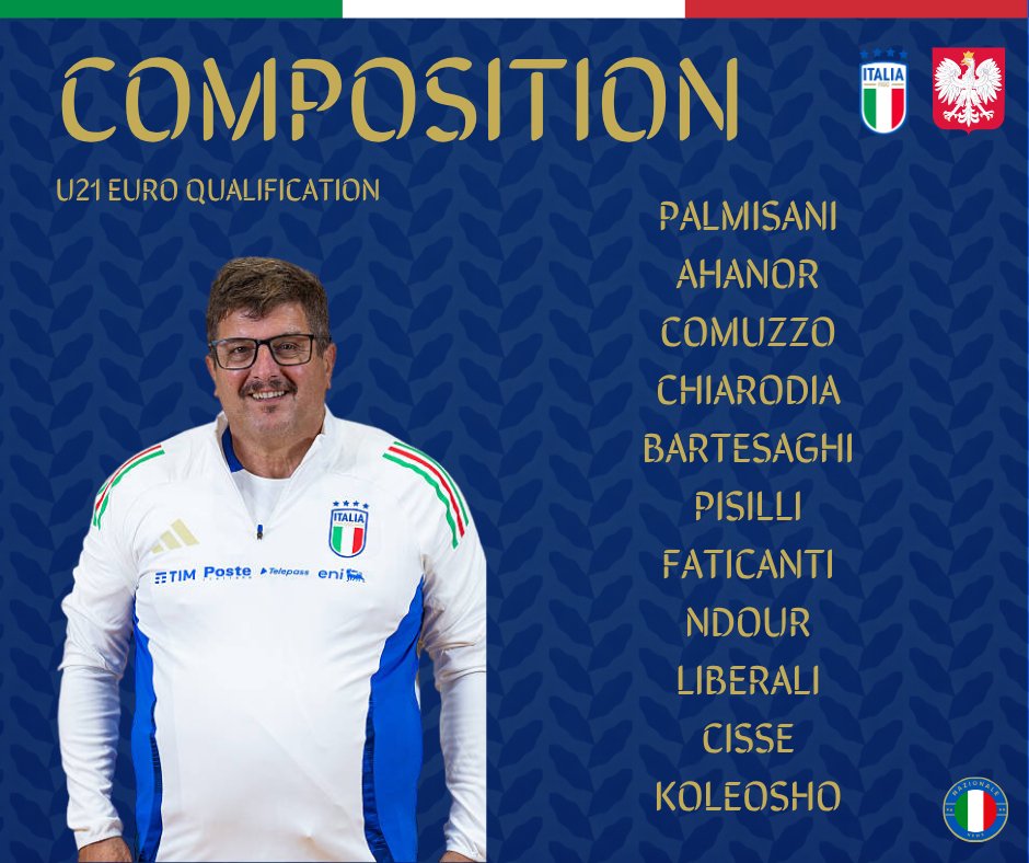 NazionaleNews's tweet photo. 📸 Voici la composition de l'Italie U21 contre la Pologne U21 https://t.co/jz7uRqedU1