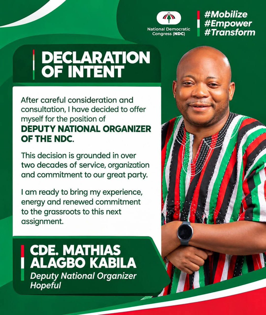 MrHorlali's tweet photo. Over two decades of service. From the branch to TEIN, the Volta Regional Youth Wing and the Regional &amp; National Executive Committees.

Cde. Mathias Alagbo Kabila’s journey has always been about strengthening the party from the grassroots upward.

#TheKabilaFactor https://t.co/1T1bRRWC6A