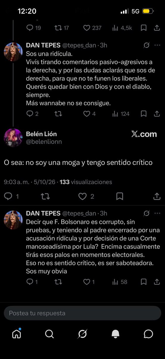 tepes_dan's tweet photo. @ElTrumpista @belenlionn Es una infiltrada de cuarta. Hace rato viene tirando comentarios pasivo-agresivos anti liberales. Que nadie más se coma el cuento de que esta imbécil es de derecha. https://t.co/kjMwIYYyQK