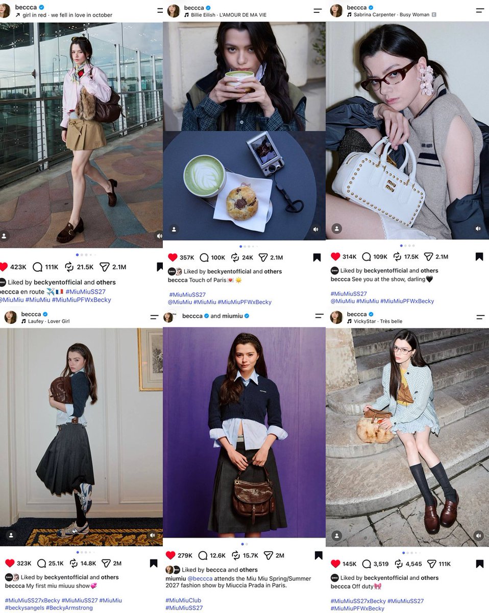 beckyfanclub05's tweet photo. 🔔 เก๊งๆๆ~ ช่วงโค้งสุดท้ายของ Paris Fashion Week ขอแรงแองเจิ้ลทุกคนไปมุงไอจีน้องเบคกันเยอะๆ นะค้าาา🥹ไอจีสำคัญที่สุดด โดยเฉพาะโพสต์ที่คอลแลปกับ Miu Miu ไปไลค์ เม้น แชร์ เฟบ รีโพสต์กันน้าาา ❣️

#MiuMiuSS27xBecky
#MiuMiuPFWxBecky
#beckysangels #BeckyArmstrong
#MiuMiuSS27 #MiuMiu https://t.co/IHOLv2wEpI