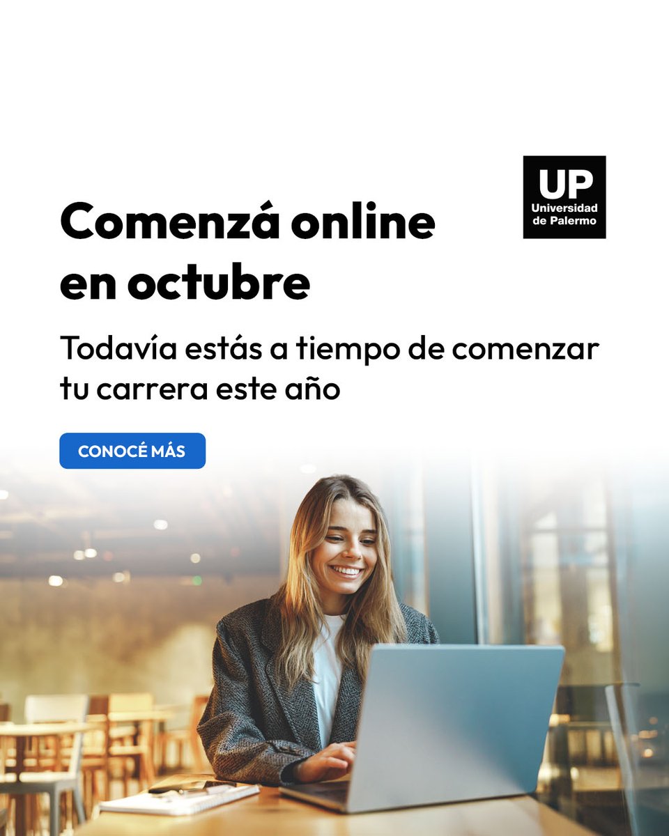 udepalermo's tweet photo. 🎓¿Todavía no elegiste qué estudiar? En octubre podés iniciar la carrera que más te guste en la UP.

Empezás online, y después elegís cómo seguir: online, presencial o combinada.

Descubrí todas las carreras disponibles👉 https://t.co/oqLaaQSMoc https://t.co/bEwgSxEdLE