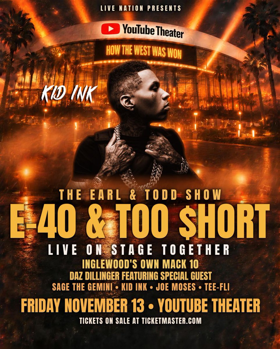 Kid_Ink's tweet photo. Nov 13th - Los Angeles, CA  (YouTube Theater)
Tix: https://t.co/010yq0ZrJB https://t.co/UrgStCiAUo