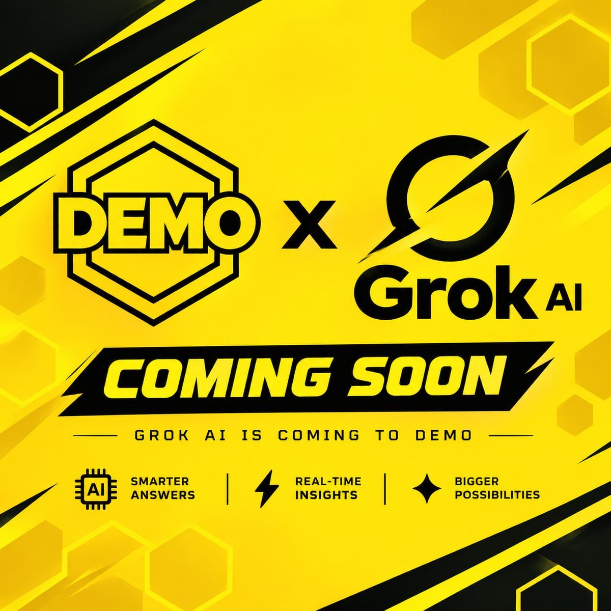 Democompanion's tweet photo. We're integrating Grok AI into Demo. 

Grok lives on X, so it can read what CT is saying about a coin in real time and turn it into a sharper narrative read for you. https://t.co/Q6NYJn3FDk