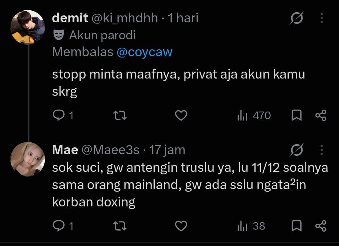 Maee3s's tweet photo. @lorengzoAPRILIO gw aja ga pernah bahas dia di komen gw, bisa di cek ya, gw dari awal selalu bahas na itu, gw kurang suka ajalu plintirin jadi permasalahan awal , nih sekalian viralin nih org, salah doxing org malah sok suci https://t.co/ZADrJFem4E