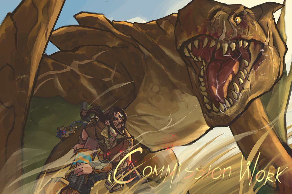 Lorenzooleao's tweet photo. Oc Hunter and Tigrex ✨ Commission work dor @Bryik_ ❤️ thank you for the trust! 

#MonsterHunter https://t.co/Wa6lVlomqI