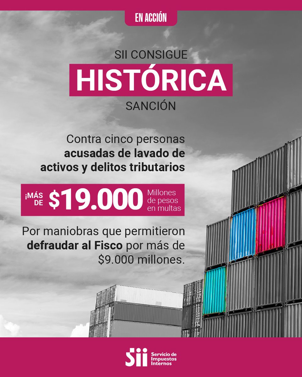 SII_Chile's tweet photo. 🚫 Las facturas falsas, las empresas de papel y otras maniobras de evasión afectan directamente al país. Por eso, el trabajo fiscalizador y judicial es clave para detectar, sancionar y prevenir este tipo de delitos. Conoce más sobre este caso.
https://t.co/94NKq3L5nm https://t.co/Gzwm1ikIQU