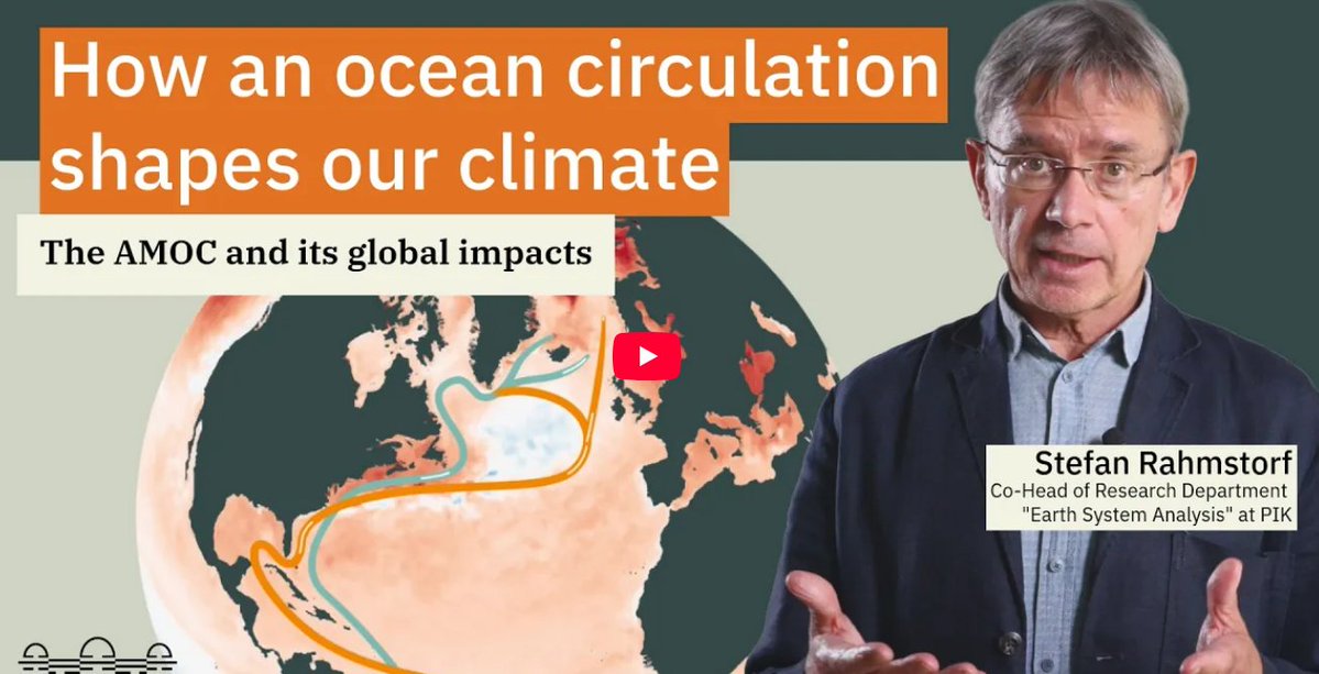 medialens's tweet photo. The Atlantic Meridional Ocean Circulation (AMOC) works like a central heating system for western Europe.

Europe therefore enjoys a relatively mild and stable climate. 

The amount of heat provided by the AMOC corresponds to around 50 times the entire energy consumption of humanity.

Scientific reconstructions of the AMOC from paleoclimatic data show that after being stable for about the last millennium, the AMOC has weakened over the 20th and 21st centuries. 

It is now at the weakest it has been in at least a thousand years.

Professor Stefan Rahmstorf, a climate scientist at the Potsdam Institute in Germany says:

'...if we continue on a high-emission path we may run around a 70 per cent risk of the AMOC shutting down.’

He warns:

‘What Earth’s history tells us is that these are really dramatic events with big impacts on ecosystems. Surely in the modern world with 8 billion people on this planet, they would be devastating for the stability of our society.’

@rahmstorf 

What does it say about the new Prime Minister @andyburnham that climate barely merited a mention in an hour-long speech about his vision of the future? 

And what does it say about the ‘mainstream’ media that he was not lambasted for ignoring the severity of the threat hanging over all of us?

From our latest media alert:

https://t.co/73v0pN0Wk6