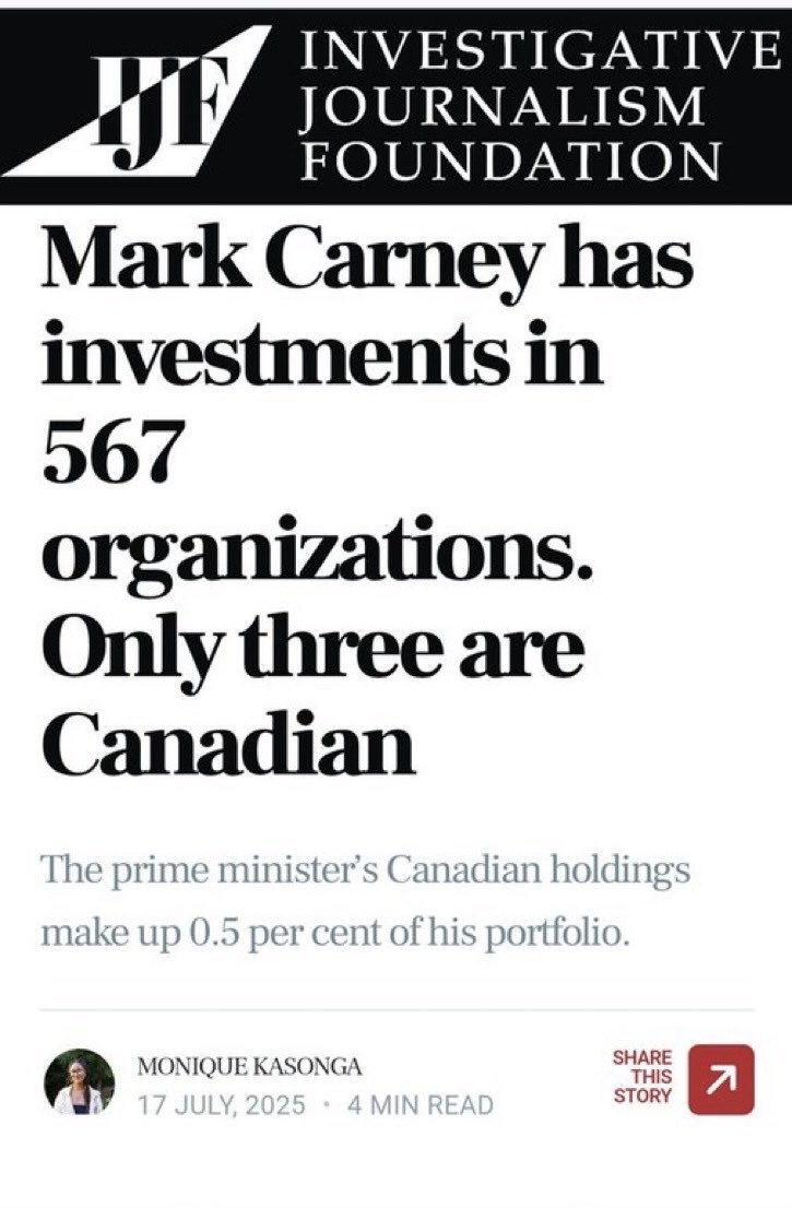 RyanAllendf1l's tweet photo. @bourassa3232 That's funny prime minister carney has 92% i was business portfolio in the united states. If he was actually pro canadian, wouldn't he invest in canadian business? https://t.co/A1jFzEjTEa