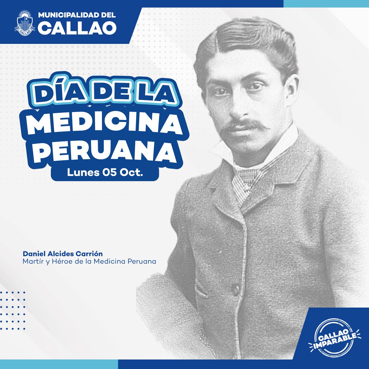 municallao's tweet photo. 🔵⚪ DÍA DE LA MEDICINA PERUANA 

Hoy rendimos homenaje a los médicos y profesionales de la salud que, con vocación, conocimiento y compromiso, trabajan cada día por cuidar la vida y el bienestar de todos los peruanos. https://t.co/DpZ1beQ9yy