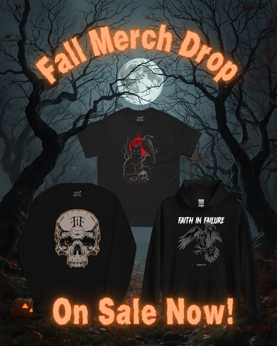 FaithInFailure's tweet photo. 🍂 FALL HAS ARRIVED. SO HAS NEW MERCH. 🐦‍⬛

3 brand-new Faith in Failure designs, available now in T-Shirts, Long Sleeves &amp; Hoodies!

🔥 Save 15% with code CROW15

🖤 Get yours: https://t.co/4GZ5J3XqQC https://t.co/LFrxZ8Tnsh