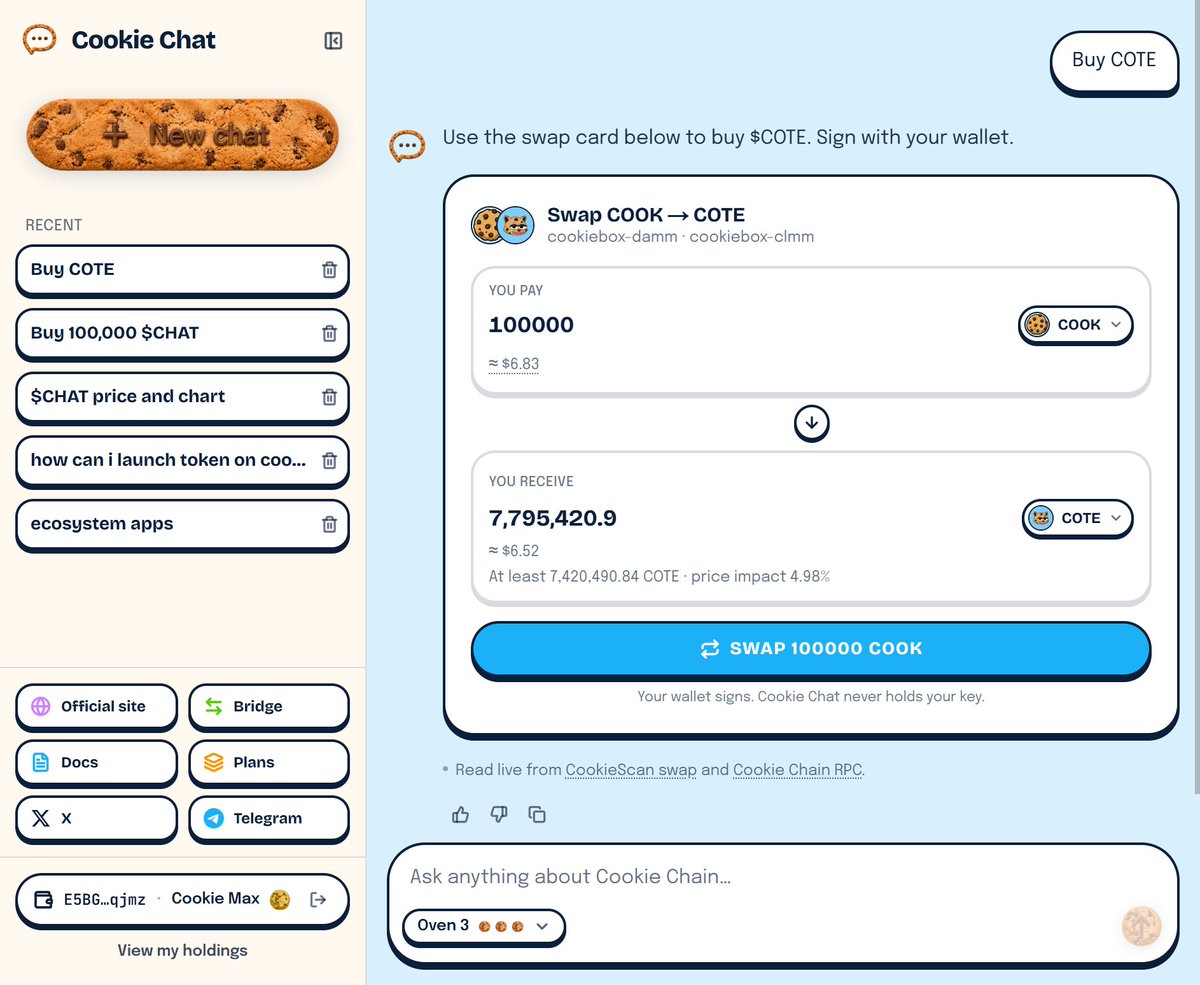 askCookieChat's tweet photo. Cookie Chat UI remodel is live! 🍪 https://t.co/R5slHLWWpl