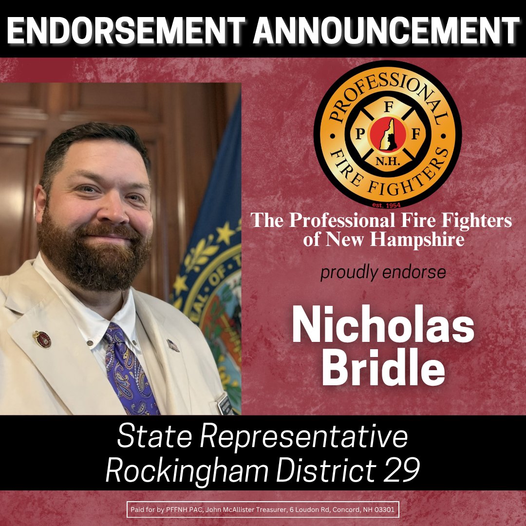 PFFNH's tweet photo. In just his first term Derry Local 4392 member Nicholas Bridle hit the ground running, learned the ropes faster than most, and proved himself to be a relentless, effective advocate for public safety! We look forward to getting him back into the house! https://t.co/lYOzsCsaTL