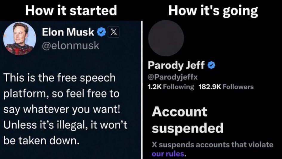 Fish_Flakes546's tweet photo. @hasanthehun @iamjourjean I fucking laugh my ass off when people like someone like Elon Musk cares about Free speech

He just wants to control it all himself 😭 he’s the real censorship https://t.co/8t2oaSHEZV