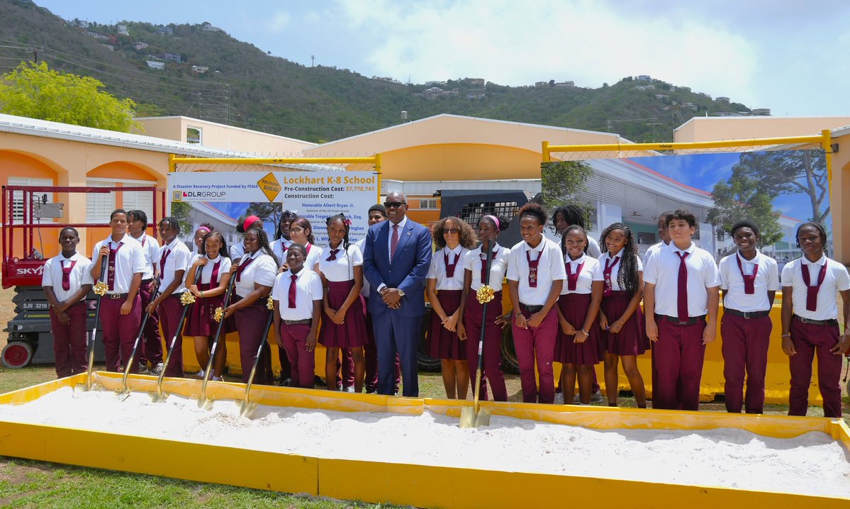 SuffolkBuilds's tweet photo. Our USVI team celebrated the groundbreaking of Lockhart K-8 School in St. Thomas. In partnership with CBNA, we're proud to help deliver a safe, resilient school that will serve local students and families for generations. https://t.co/6EC2ItY3yw