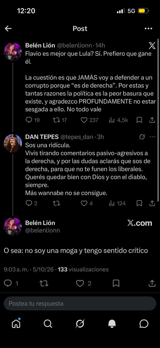 tepes_dan's tweet photo. @ElTrumpista @belenlionn Es una infiltrada de cuarta. Hace rato viene tirando comentarios pasivo-agresivos anti liberales. Que nadie más se coma el cuento de que esta imbécil es de derecha. https://t.co/kjMwIYYyQK