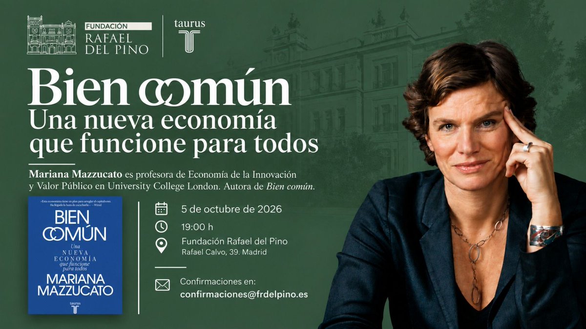 MazzucatoM's tweet photo. In Madrid on a tumultuous day for Spain. Citizens are right to demand housing as a human right and the foundation of everything else. Not as an asset class for speculation.

Spain is not alone. We need a different economics and economy: one that sets the objective first and builds the tools and relationships to reach it.

Speaking about this tonight at the Spanish launch of my new book “Bien común” at Fundación Rafael del Pino in Madrid.

More on Bien Común: https://t.co/SrB8G8en89