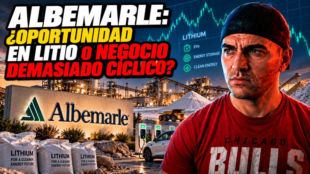 WStreet_Insider's tweet photo. Albemarle está metida de lleno en uno de los grandes mercados ligados a la electrificación: el litio.

Si quieres ver cómo encajan la rentabilidad, la deuda, la caja, los riesgos y la valoración, tienes el análisis completo de Albemarle en el canal. https://t.co/iu8Bt8qInI