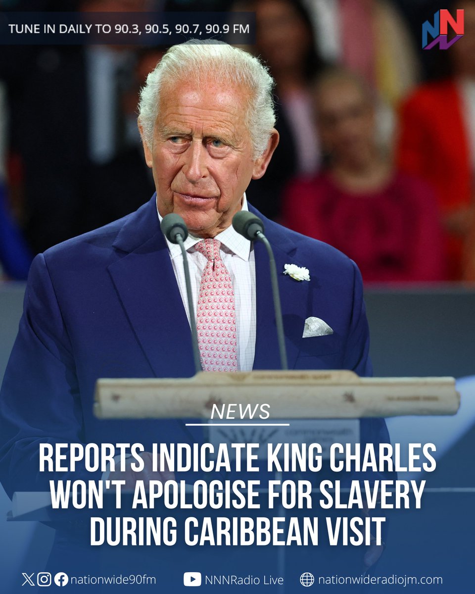 NationwideRadio's tweet photo. There are reports in the British media that King Charles will not apologise for the atrocities of slavery when he visits three Caribbean countries this month.

READ MORE HERE: https://t.co/31tIZHNiSd https://t.co/uNeGGjyLy7