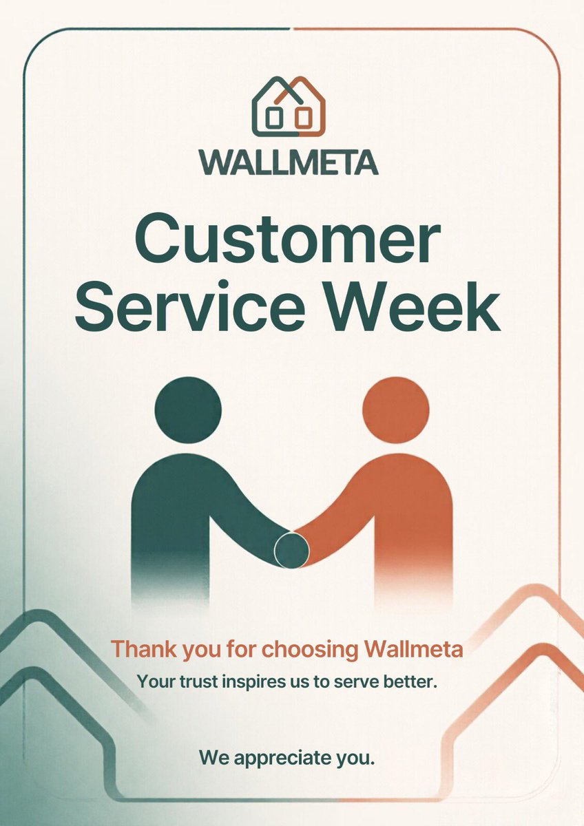 wallmeta_realty's tweet photo. This Customer Service Week, we’re celebrating the trust you place in Wallmeta and the people who make every interaction count. Your confidence inspires us to listen, care, and serve you better every day. Thank you for choosing Wallmeta💚🧡

#CustomerServiceWeek  #Wallmeta https://t.co/1hsdymdGol