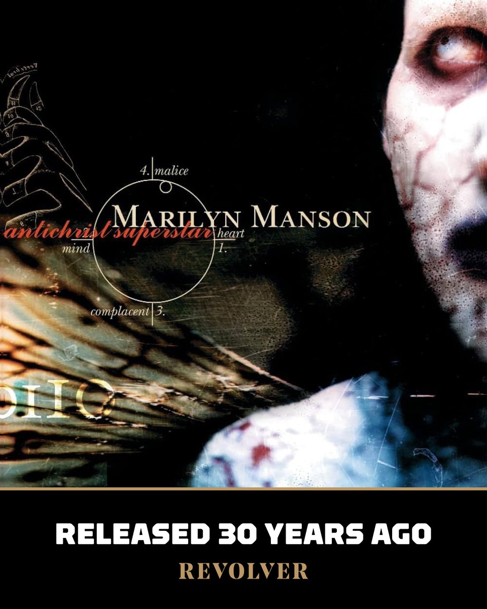 Revolvermag's tweet photo. ⚡️ 30 years ago today: MARILYN MANSON released 'Antichrist Superstar.'⁠ https://t.co/al9VDwGL6i