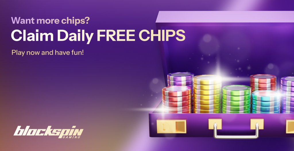 blockspingaming's tweet photo. 🎁 DAILY FREE CHIPS 🎁

📌 Log in daily and claim your FREE CHIPS!
💡 Pro tip: The higher your level, the more chips you get.

🎮 Play now for free at @BlockspinGaming, level up, and claim your daily free chips! https://t.co/YypJfHIn1G