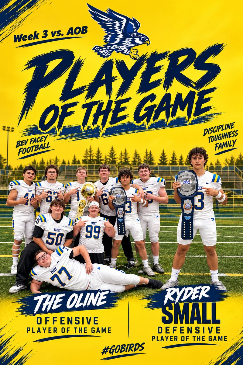 AtkinsonBr41665's tweet photo. 🏆 OFFENSIVE PLAYERS OF THE GAME — O-LINE

Proud of our Bev Facey O-Line for being recognized for our performance against AOB.

As a captain of this group, I’m proud of how we’ve come together, trusted each other and worked as one unit to help our team succeed.

The O-Line doesn’t always get the spotlight, but we take pride in doing the work, communicating, playing physical and controlling the line of scrimmage.

Proud to be part of this group and proud to be the one holding the white belt. 💙🏈

This is the Bev Facey O-Line. We’ve worked too hard to be satisfied with where we are. We want to keep getting better and see how far we can take this.

#BevFacey #GoFalcons #OLine #AlbertaFootball