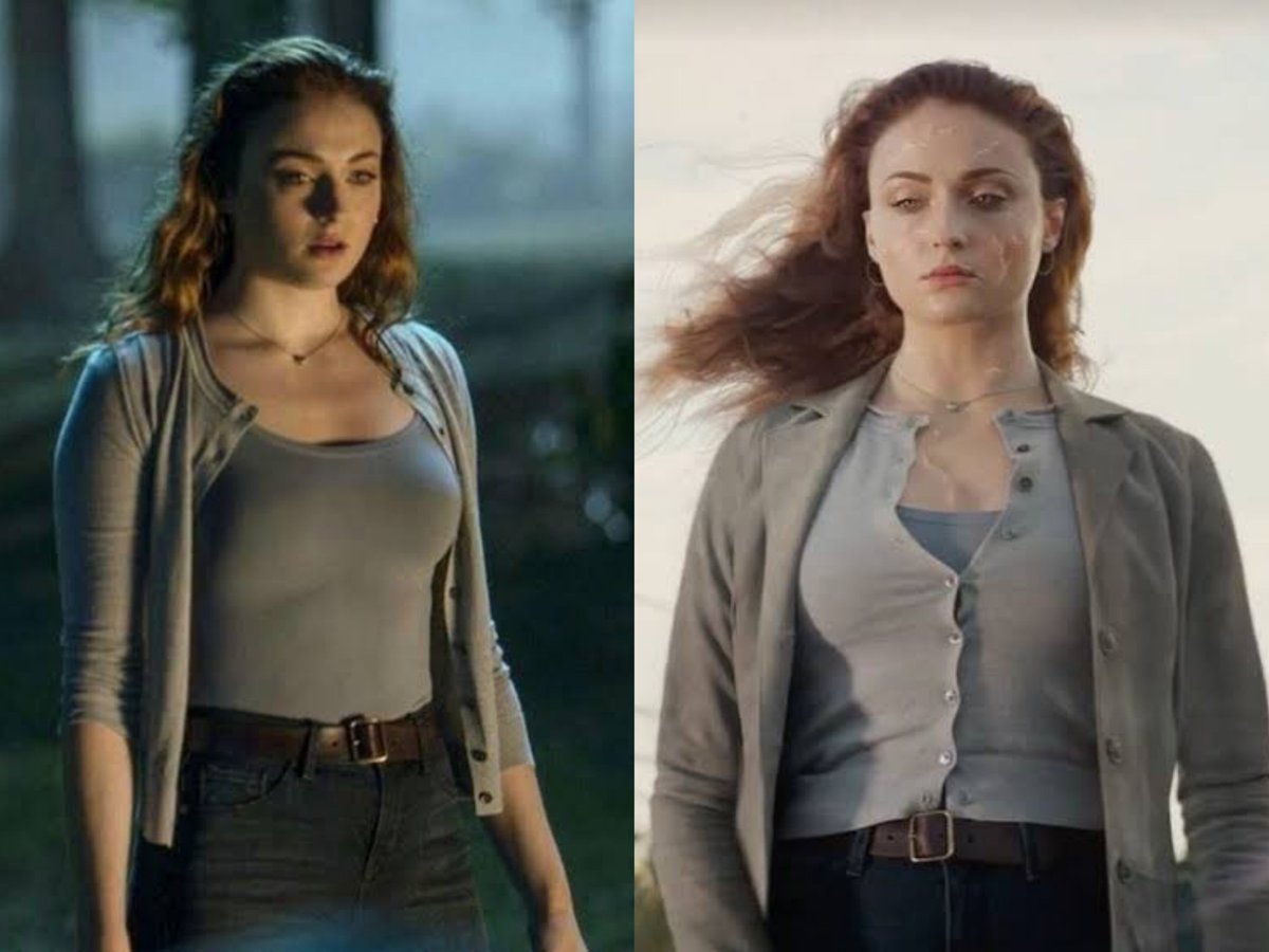 CalistusOb46441's tweet photo. I just noticed one of little details in Dark Phoenix 2019, Jean Grey can be seen wearing jeans and grey too...

I don't know if that was intentional, but if it was.. 

Is that a reference to the fact that she is Jean Grey.📺📺📺 https://t.co/cvbczKa5VP