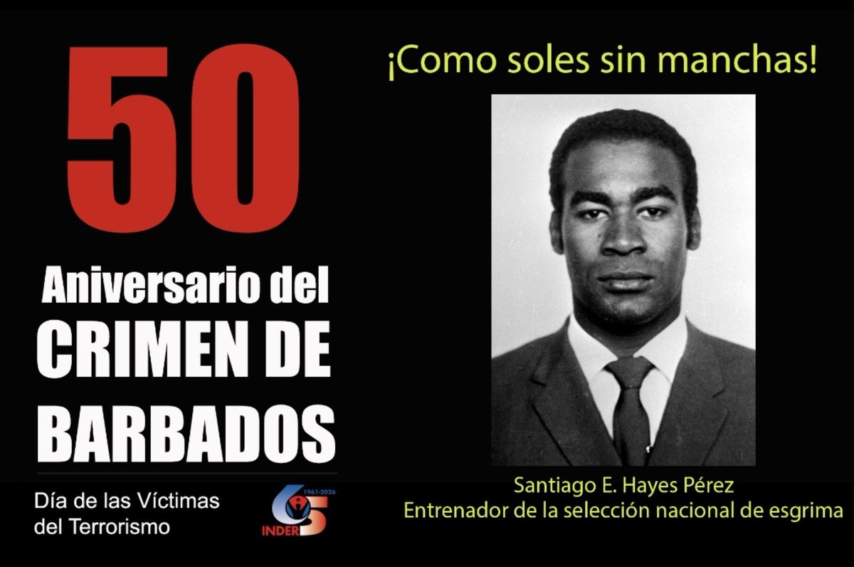 InderCuba's tweet photo. 6/10/1976/La noticia estremeció a #Cuba.
Entre las víctimas, los 24  miembros de la delegación ganadora en el Campeonato Centroamericano de Esgrima.
«Han ascendido para siempre al hermoso olimpo de los mártires de la patria».- #FidelPorSiermpre 
#NoAlTerrorismo https://t.co/m41acufj5D